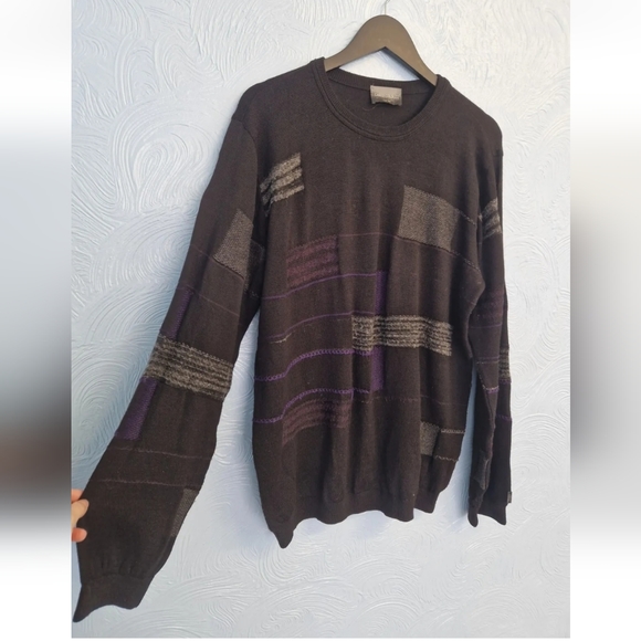 carlo colucci Other - Vintage 90s Grandad Style Merino Wool Mix Jumper Abstract Carlo Colucci Size L